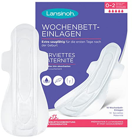 Lansinoh 10 inserti per letto settimanale, extra assorbenti e traspiranti, per un forte flusso settimanale e per i primi giorni dopo la nascita