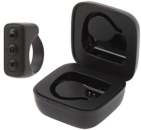 Bluetooth Fernbedienung Page Turner, für TikTok Like Clicker Fingerring mit 3 Tasten, Multifunktionaler Wiederaufladbarer Selfie Clicker mit Ladekoffer (Schwarz)