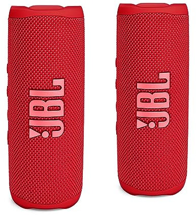 JBL FLIP 6 Waterproof Portable Bluetooth Speaker Bundle - Red (Pack of 2)