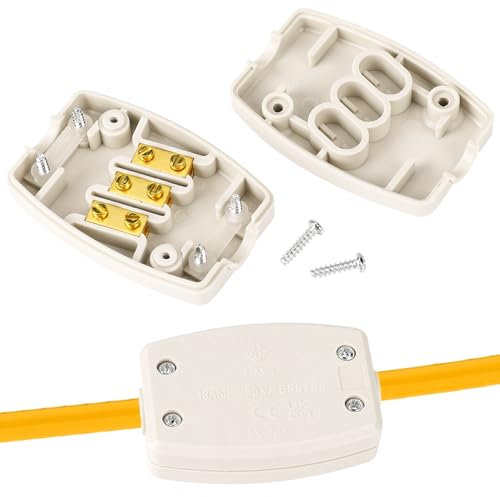 2 cajas de derivación de 3 polos, caja de conexiones eléctricas de 3 pines, caja de derivación para montaje en superficie, 13 A, 250 V, caja de conexión pequeña para conexión de cables, iluminación