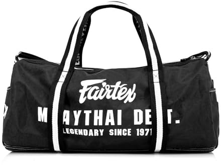 Fairtex BAG9 Retro-Stil, Thai-Boxen, Schwerer Turnbeutel, Myay Thai MMA (schwarz)