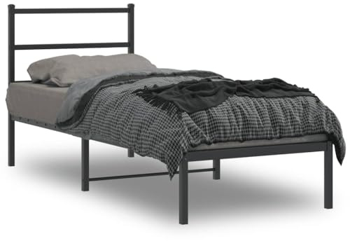 vidaXL Sängram med huvudgavel metall svart 75x190 cm