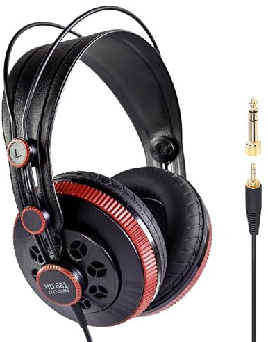 Superlux HD681 Air Professional Monitoring Semi-Open Back Headphones with AIR Cushion Earpads, Wired Over-Ear with High-Resolution Sound, 3.5 & 6.3mm Adapters for Casual Listening Recording DJ Gaming