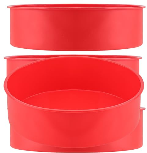 HAKZEON 4PCS Silicone Cake Tins, 6 Inch Non-Stick Red Round Cake Baking Tin, Silicone Cake Moulds for Baking Laye Cake, Cheesecake