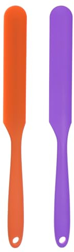 sourcing map 2Pcs Silicone Spatula Scraper 9.45 Reusable Non-Stick Flexible Spatulas for Epoxy Resin Liquid Paint Arts DIY Crafts, Purple/Orange
