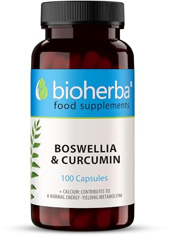 Boswellia & Curcumin Complex – 100 Capsules | Herbal Joint Support with Calcium for Bone and Muscle Health