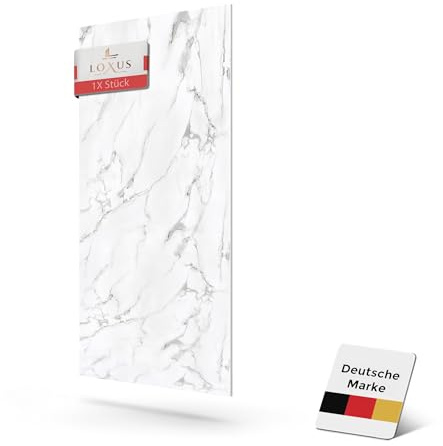 LoXus-Wandpaneele Marmoroptik –PVC Wandverkleidung–küchenrückwand -120x60cm- Duschrückwand & Küchenrückwand –Wasserfeste 3D Deko Paneele für Bad,Dusche, Küche (Calacatta, 1 X Panel)