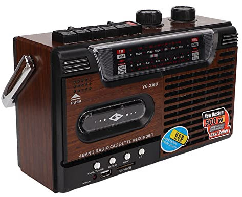 Lecteur de Cassettes Portable, Radio AM FM avec USB, Prise Casque, Conception Simple (Prise UE)