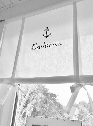 Raffrollo Badezimmer Landhaus Gardine fürs Bad maritim Schiffsanker Bathroom Vorhang viele Größen wählbar