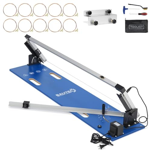 BAUTEC Styroporschneider GAZELLE Modell 2 Tischgerät » 200 Watt / 1.300mm » Starter-Set inkl. 10 Schneidedrähte, Gerüsthalterung » Heißdrahtschneider