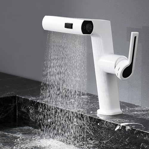 Rubinetto Bagno Lavabo con Doccetta Bianco Cascata Raindance Monocomando Set Rubinetti Bagno 4 Modalità,Bianco