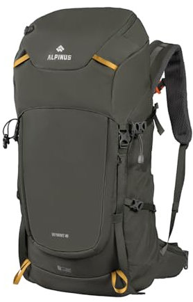 Alpinus Veymont Trekkingrucksack Wanderrucksack 45L Salbei Farbe - Wasserdichter Rucksack für Damen & Herren mit Regenhülle, Outdoor Reiserucksack für Wandern Camping Trekking, Ultraleicht Backpacking