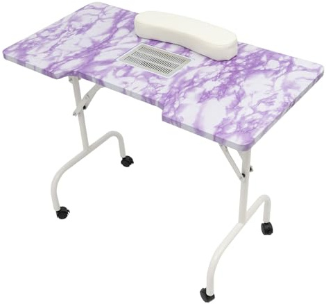 Tavolo per manicure, tavolo per manicure, portatile, pieghevole, con aspirapolvere, 95 x 48 x 72,5 cm, per salone di unghie, cosmetici, uso domestico, 4 rotoli, freni ergonomici