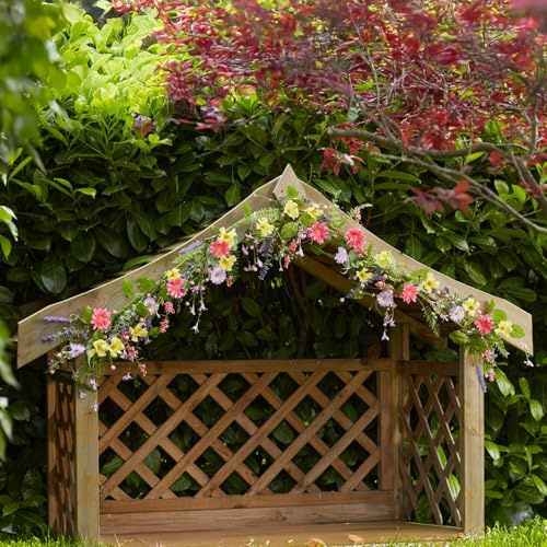 Garden Mile Artificial Flowers Easter Garland - 6ft Spring Garland Faux Flowers Artificial Wild Flower Vines Indoor and Outdoor Spring Decorations for bedroom decor, Garden and Easter Decoration