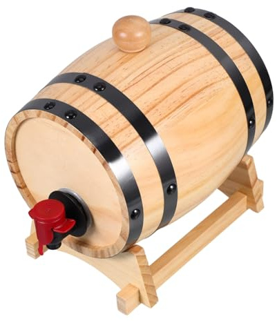 iplusmile Fût à Vin Bois avec Robinet Support pour Tonneau Récipient pour Boissons pour Bar et Restaurant Capacité