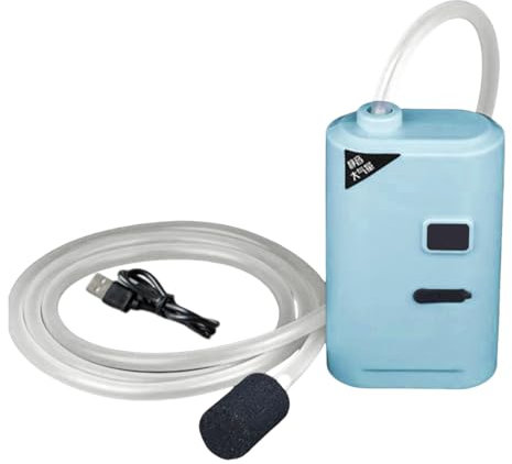 Pompa ad aria per acquario, USB, silenziosa, 6 x 3,2 x 9 cm, aeratore portatile regolabile, dispositivo di ossigenazione per piante, rettili, idroponici, laghetti, frutti di mare, acquacoltura