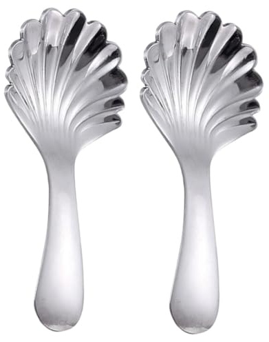 SEWACC Cucharitas de Acero Inoxidable 304 Juego de 2 Cucharas Pequeñas para Té y Postre Cucharas Gruesas Resistentes y Aptas para Mezclar Café y Helado Diseño Natural y Compacto para