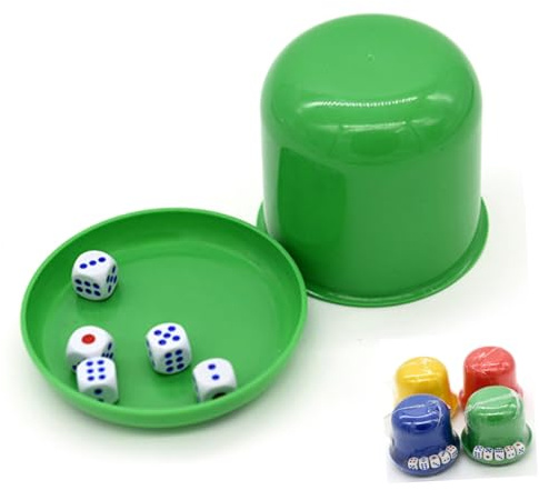 UPKOCH Würfelbecher aus Kunststoff mit Deckel 5 Würfel Leise Würfelbox für Ktv Bar Würfelspiele Zufällige Farbe