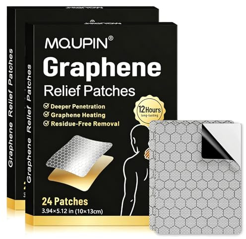 MQUPIN Paket med 48 smärtlindrande plåster, självvärmande grafenplåster, naturliga växtvärmeplåster för rygg, knä, nacke och axlar