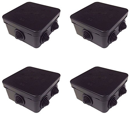 Pack of 4 x Junction Box IP55 in Black HP80 External CCTV Electrical ELS IP Box