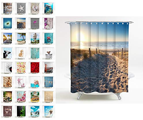 Sanilo Duschvorhang, viele schöne Duschvorhänge zur Auswahl, hochwertige Qualität, inkl. 12 Ringe, wasserdicht, Anti-Schimmel-Effekt (Düne)