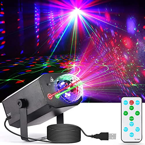 Disco Lights, Party Light +Disco Ball 2 in 1 Party Lights Sound Actived DJ Lights with Remote Control for Disco Dancing Festival KTV Bar Club Birthday Party