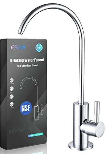 ESOW Kitchen Water Filter Faucet, 100% Lead-Free Drinking Water Faucet Fits Most Reverse Osmosis Units or Water Filtration System in Non-Air Gap, Stainless Steel 304 Body Polished Chrome Finish