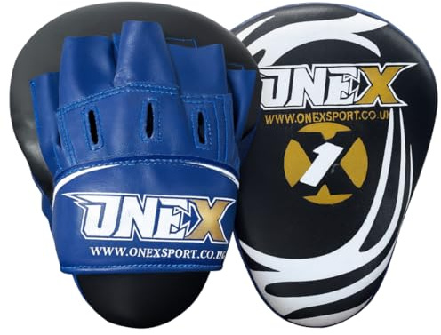 Onex Boxing Focus Pads Punching Mitts Punch Curved Pads Strike MMA Kickboxing equipments Hook & Jab Karate Muay Thai Taekwondo Training Punch Gloves Pad (Blue/Black)