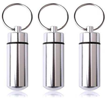Nuoshen Lot de 3 Boîtes à Pilules Porte-clés - Capsule Étanche en Aluminium pour Comprimés