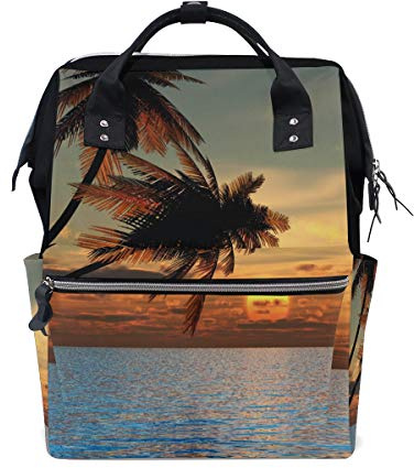 Big Joke Wickelrucksack Tropische Palmen Strand Multifunktional große Kapazität Baby Wickeltasche Reißverschluss Casual stilvolle Reise Rucksäcke für Mama Papa Baby Pflege
