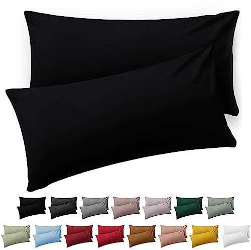 Blumtal Kissenbezug 50 x 70, 2 Stück - Oeko-TEX zert. Kissenbezüge 100% Mikrofaser in extra weich & waschmaschinenfest - Bezug Kissen 50x70 Schwarz