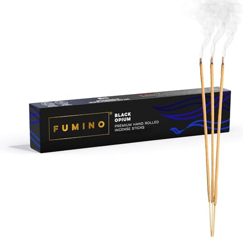 Fumino® Black Noir Fresh handgjorda rökelsestickor 14 st per ask (15 g) – Masala Agarbatti joss-doft för avslappning och meditation, heminredning