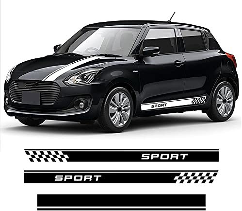 YSLR Seitenschweller Aufkleber für Suzuki Swift Sport 2017-2020, Schwarz, PVC, Karosserie, Tür, Seitenspiegel, Seitenkörper