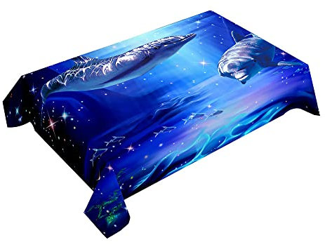 Hearda Tischdecke Abwaschbar Rechteckig, 3D Ozean Delphin Druck Polyester Tischdecken Wasserdicht Pflegeleicht Tischtuch für Küche Party Bar Restaurant (Sternenklarer Himmel,120x120cm)