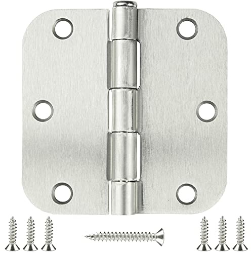 12 Pack Nickel Door Hinges Brushed Nickel Hinges for Doors 3 1/2 Interior Door Hinges Satin Nickel 3.5x3.5 Inch Hinges Rounded 5/8 Radius Standard Residential Bedroom Door Hinge Sturdy Door Hardware