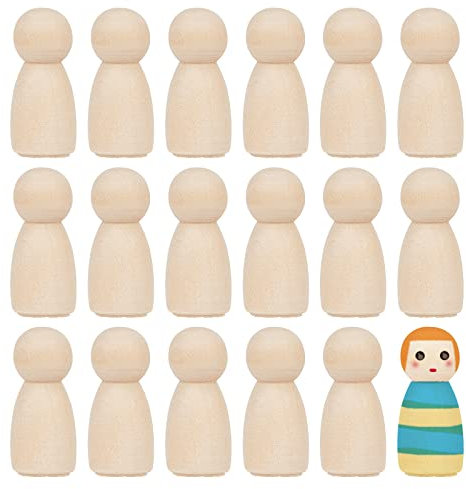 GORGECRAFT 20 Pz Bambole con Piolo di Legno Mini Artigianato In Legno Non Finito 34 mm Forme di Persone con Pioli di Legno Naturale Non Verniciato Figure Familiari Vuote Kit di Decorazioni