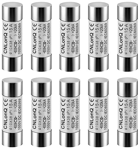 Jadeshay Fusibili da 10 Pezzi, DC1000V 30A Fusibili Fotovoltaici 10x38mm Fusibili Cilindrici,Collegamento Fusibile Tipo gPV,Fusibile Tubolare per Protezione del Sistema Solare fotovoltaico