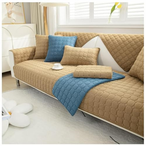 ZTGL Sofabezüge Cord 4/3/2/1 Sitzer, Weicher Couchbezug, Couch Überwurfdecke Anti-rutsch Sofaüberwurf, Universell Sofahusse Sofa Überzug Ecksofa, Sofaschoner,C,1 pc 110x280cm