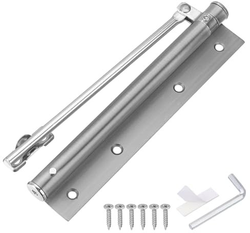 sourcing map 195mm/7.68 Spring Door Closer, Stainless Steel Automatic Door Closers with Adjustable Closing Speed for Home Self-Closing 5kg Door, Silver