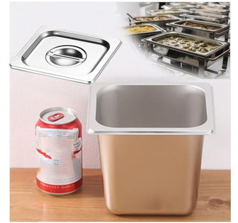 NJDQFA Mahlzeit Zutatenbehälters,Edelstahl Gastro Behälter GN Spülmaschinenfest,Stapelbar Tief Gastronormbehälter,1/6（17.5 * 16.2）,15cm1.2side