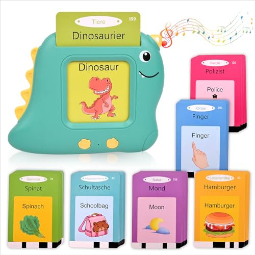 Sprechende Lernkarten Kinderspielzeug ab 2 3 4 5 6 Jahre, Montessori Spielzeug 2 Jahre mit 224 Wörter, Lernen Deutsch Englisch Spielzeug ab 2 Jahre, Vorschule Geschenk Spielzeug für Mädchen Jungen