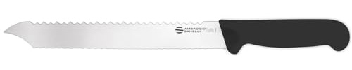 Generico Coltello per surgelati e ghiaccio in acciaio inox e con lama dentata da ambo i lati 26 cm.