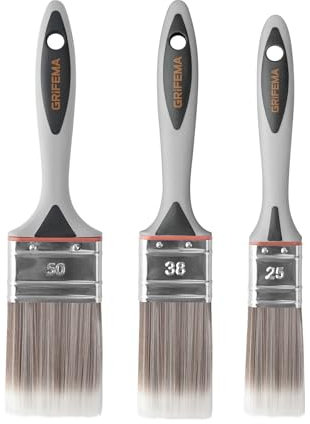GRIFEMA GA4201-3 Pennelli Pittura, Pennello da 1/1,5/2 Pollici, per Mobili, Pareti, Ringhiere, Cancelli, 3 Pezzo