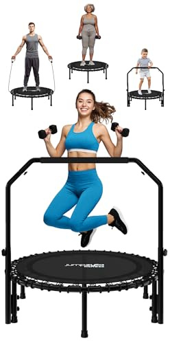Jumpzylla Trampolín de fitness de 40 o 48 pulgadas | Mini reboteador plegable para adultos con mango ajustable | Equipo de ejercicio duradero, silencioso y de bajo impacto para entrenamientos en