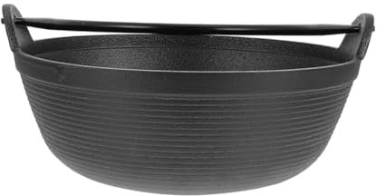 PRETYZOOM 19cm Cast Iron Cauldron Camping Soup Pot Outdoor Cooking Pot Sturdy Iron Stockpot Single Handle for Picnic and Home Stewing