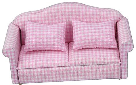 JOINPAYA 1 Satz Mini-Sofa Bank Miniatur Miniatur-puppenhausmöbel Mini-strandmöbel Mini-zubehör Für Puppen Miniatur-puppenhaus-Sofa-kit Sofazubehör Modell Für Puppenhausmöbel Rosa Holz