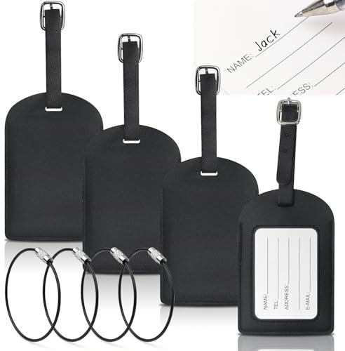 4 Stk Kofferanhänger Flugreise,Gepäckanhänger Für Koffer,Kofferschilder Anhänger,Adressanhänger Koffer Mit Namensschild,PU Leder Koffer Anhänger Für Kofferversand Tasche Reisetaschen Rucksäcken Reisen
