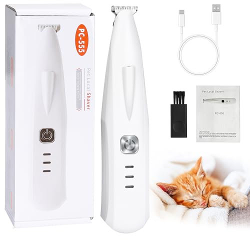 Hundeschermaschine, LED-Licht Pfotentrimmer für Hunde Schermaschine Pfoten Leise und Leicht Haustierhaarschneider für Pfoten Rasierer für Hunde Katzen Pfoten Augen Ohren Gesicht Körper