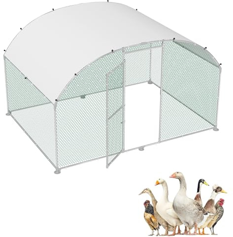 SUBTLETY 3x2x2m Metall Hühnerstall Gewölbedecke Hühnerkäfig mit 6m² Lauffläche & Tür & Riegel & PE Dach Freilaufgehege Geflügelställe Außengehege Freigehege Hühnerhaus für Kleintiere & Pflanzen