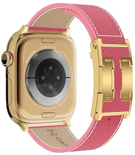 Designer Leather Straps Compatible with Apple Watch 49mm46mm45mm44mm42mm41mm 40mm38mm for Women,Leather Replacement Strap with Magnetic Buckle for iWatch Ultra 2/1/SE/Series 10/9/8/7/6/5/4/3/2/1